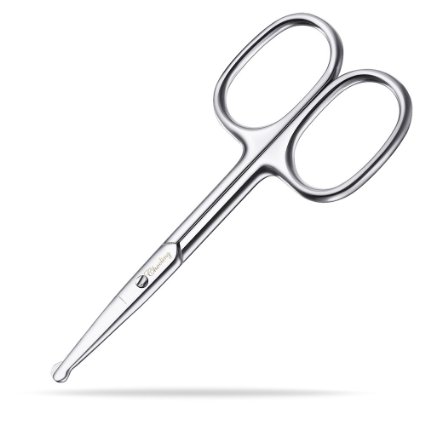 Chooling Facial Hair Scissors (Made of Forged & Polished Stainless Steel) - Safety Hair Scissors for Eyebrows, Eyelashes, Nose hair, Ear hair, moustache and beard