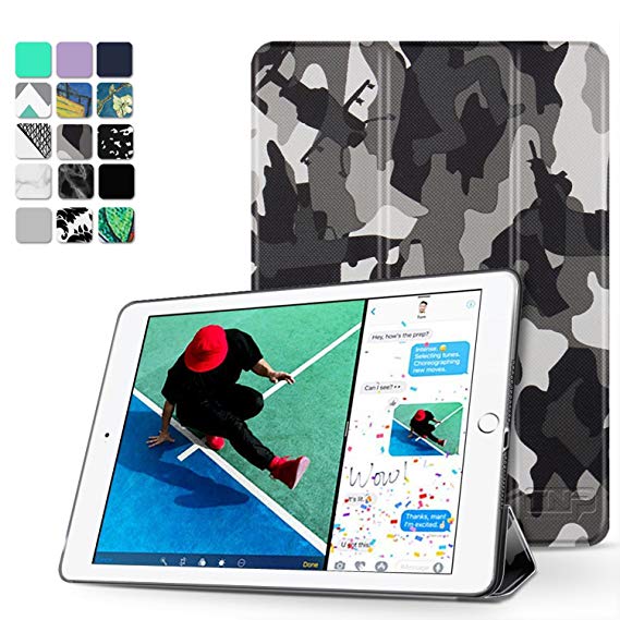 TNP New iPad 2018 2017 iPad 9.7 inch Case - Lightweight Smart Case Trifold Slim Shell Stand Cover with Auto Sleep Wake Function Feature for Apple iPad 9.7" 2018 2017 Release Tablet (Camouflage Black)