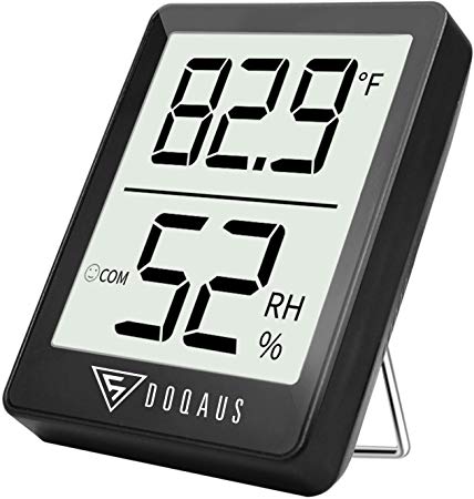Humidity Meter, DOQAUS Room Indoor Thermometer Hygrometer [Mini Style], Accurate Humidity Monitor with LCD Display and Face Icons for Home, Office, Babyroom, Greenhouse, Mini Hygrometer - Black