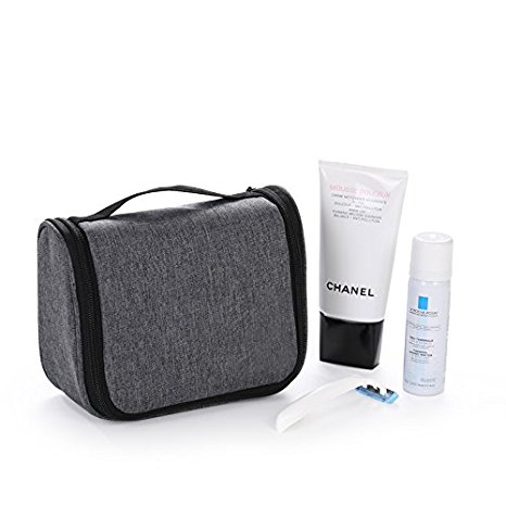 Hanging Toiletry Bag for Men and Women, JJ POWER High-end Travel Cosmetic Bag (Medium, heather grey)