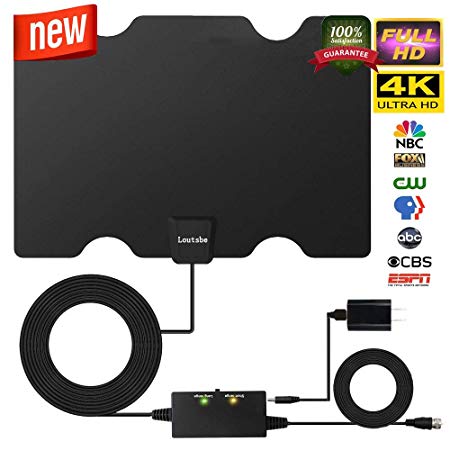 HD Digital Indoor TV Antenna [2019 Upgraded],Skylink TV Antenna 80 Miles Range -Support 4K 1080P & All Older TV's for Digital Amplified TV Antennas & Switch Console Signal Booster,USB Power Supply