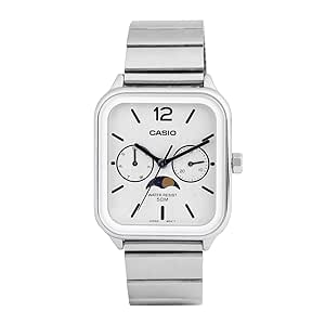 Casio Analog White Dial Men's Watch-MTP-M305D-7AVDF Stainless Steel, Silver Strap