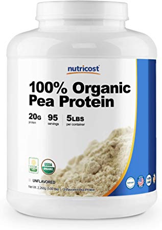 Nutricost Organic Pea Protein Isolate Powder (5LBS) - Unflavored, Certified USDA Organic, Protein from Plants, Vegan Friendly, Gluten Free, Non-GMO