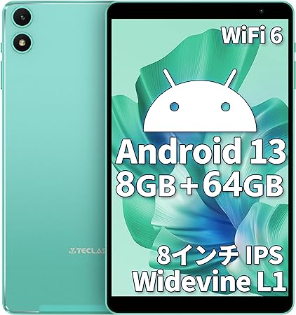 Android 13 タブレット 8インチ、TECLAST P85T アンドロイド タブレット 8インチ wi-fiモデル、Widevine L1、8GB 64GB 1TB TF拡張、1.8Ghz 8コアCPU、5000mAh USB-C、2.4G/5G WiFi 6モデルタブレット、無線投影 GMS OTG BT5.2、 1280*800 IPS画面、フルメタルボディ[SIM/GPS対応しない]