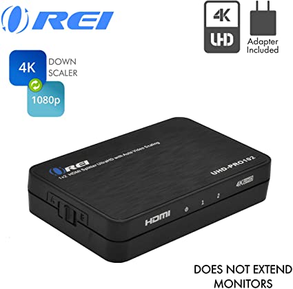 4K 1x2 HDMI Duplicator Splitter by OREI - with Scaler 2 Ports with Full Ultra HDCP 2.2, 4K at 60Hz 4: 4: 4 1080p & 3D Supports EDID Control - UHD-PRO102