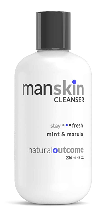 Man Skin Face Wash Cleanser by Natural Outcome Skincare - Mint & Marula Refreshing Facial Cleansing Gel For Men - Sulfate Free 8 oz