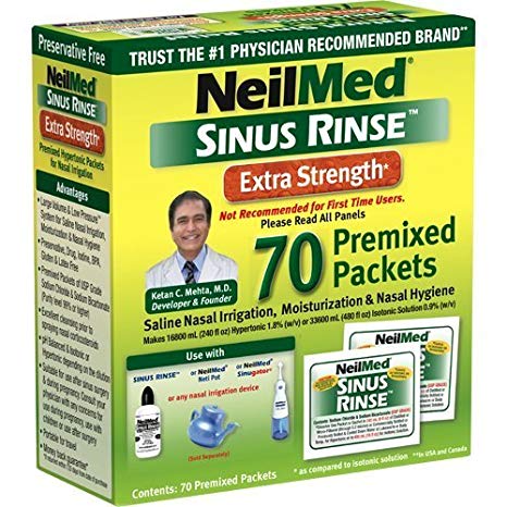 Neilmed Sinus Rinse Extra Strength Hypertonic 70 Packets (Pack of 2)