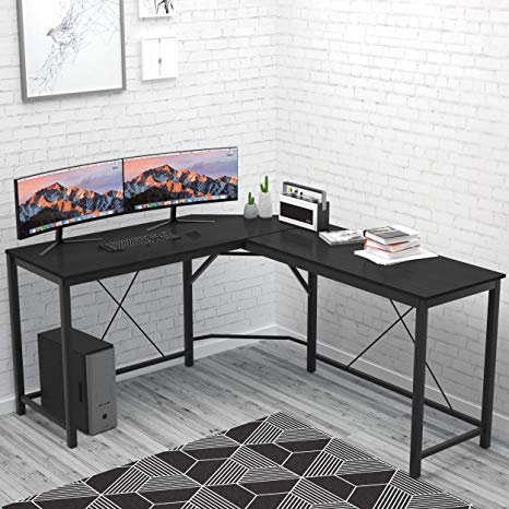 L Shaped Desk Home Office Desk Large Desk Panel. Coleshome Computer Desk Sturdy Computer Table Writing Desk Workstation, Black