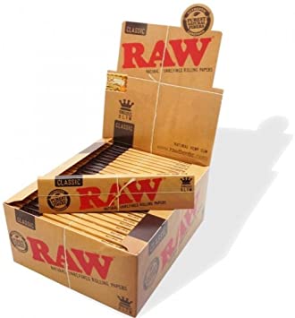 Raw Classic King Size Slim Rolling Paper Full Box of 50 Packs