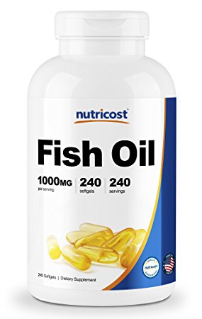 Nutricost High Quality Fish Oil 1000mg (600mg of Omega-3), 240 Softgels