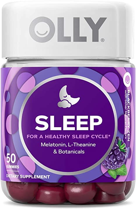 OLLY Sleep Melatonin Gummy, All Natural Flavor and Colors with L Theanine, Chamomile, and Lemon Balm, 3 mg per Serving, 25 Day Supply (50 Count)