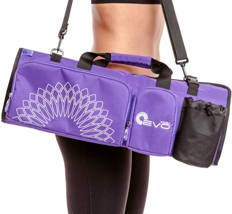 Yoga EVO Yoga Mat Bag with Open Ends, Mobile Pocket and Water Bottle Holder - Keeps Your Mat Dry and Odorless