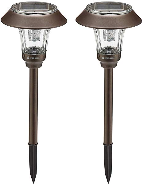 Greenstell Solar Garden Lights Outdoor,Super-Bright,Auto On/Off,Waterproof,LED Solar Powered Pathway Light for Garden,Landscape,Path,Yard,Patio,Driveway,Walkway,Brown(2 Pack)