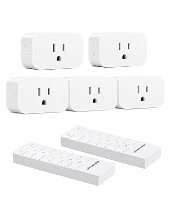 DEWENWILS Wireless Remote Control Outlet, No Interference Remote Outlet Switch, Electrical Outlet Switch, Indoor Remote Light Switch, Programmable, 15A/1875W, 100FT, FCC Listed, 2 Remote and 5 Outlets