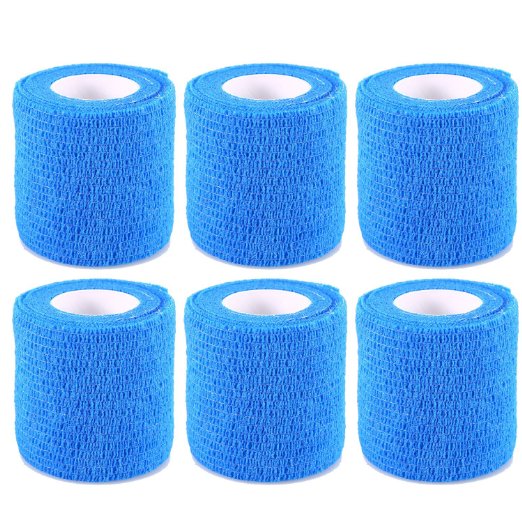 Self Adherent Wrap Tape Self Adhering Stick Bandage Flexible Stretch Athletic Tape for Sports Power Tape Strong Grip for Sprain Swelling and Soreness on Wrist and Ankle Etc Blue 6 Pack By Yosoo