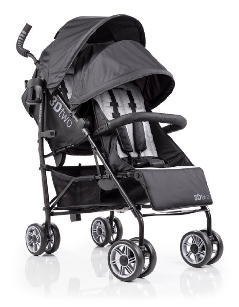 Summer Infant 3D Two Double Convenience Stroller, Gray Squared