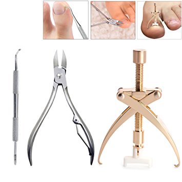 Stainless Steel Ingrown Toe Nail Correction Tool Toenail Clippers for Thick Ingrown Nails Toenail File and Lifter 3 in 1 Pedicure Set Ingrown Toenail Corrector tool