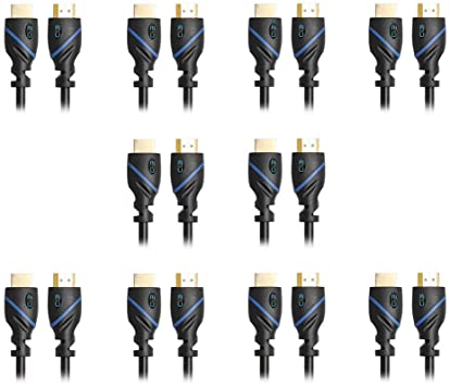10ft (3M) High Speed HDMI Cable Male to Male with Ethernet Black (10 Feet/3 Meters) Supports 4K 30Hz, 3D, 1080p and Audio Return CNE570365 (10 Pack)