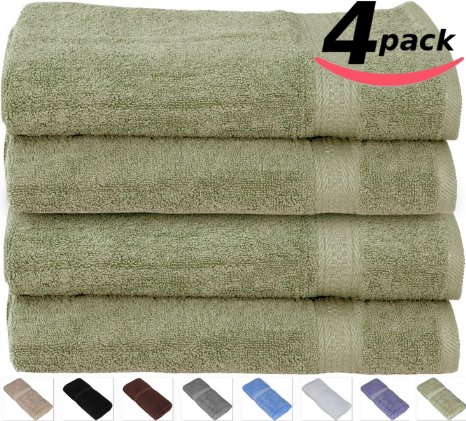 Cotton-Hand-Towels Gym-Towels SPA-Towels Sage-Green 4-Pack - (16 inches x 28 inches) Ringspun Cotton for Maximum Softness and Absorbency, Easy Care - By Utopia Towels