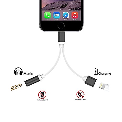 Lightning Adapter for iPhone 7 / 7 Plus, lightning to 3.5 mm headphone jack adapter and charge