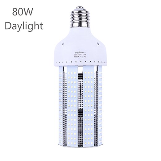 80W Daylight LED Corn Light Bulb for Indoor Outdoor Large Area - E39 Mogul Base 8000Lm 6500K Cool White, for Metal Halide HPS HID Replacement Garage Parking Lot High Bay Warehouse Street Lamp Lighting