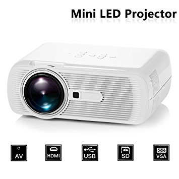 HD 1000 Lumens Home Theater Projector,GoerTek® Portable Mini Multimedia LED Video Projection (White)
