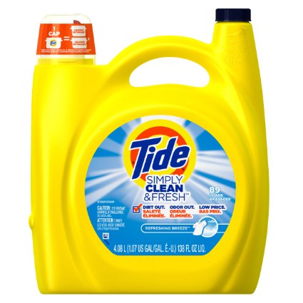 Tide Simply Clean & Fresh HE Liquid Laundry Detergent, Refreshing Breeze Scent, 89 Loads 4.08 L