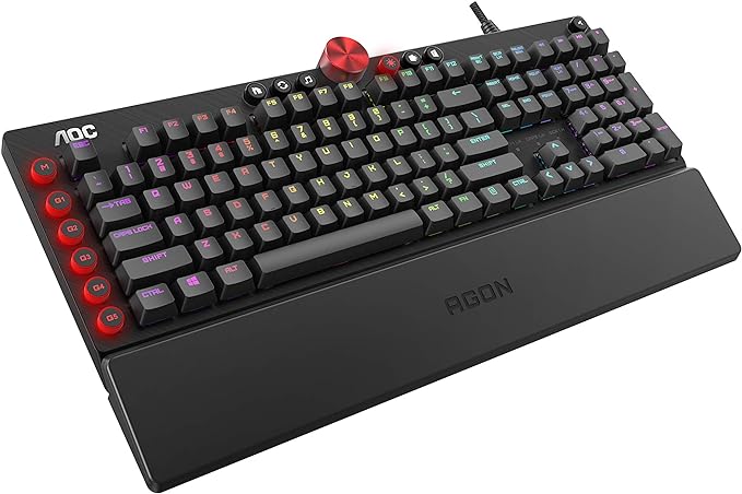 Agon Tournament-Grade RGB Gaming USB 2.0 Type-A Mechanical Keyboard, Cherry MX Blue Switches, NKRO, Dedicated Macro & Multimedia Buttons, Light FX Sync, G-Tools Software (AGK700)