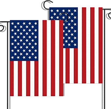 2 Pack American Flag Garden Flags, 12” x 18” Double-Sided Patriotic Garden Flag Vibrant Color, Memorial Day 4th Of July Banner Outdoor Decor Yard Sign