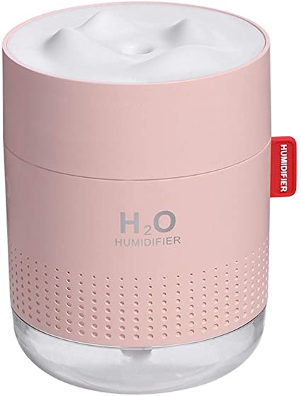 YunNasi Humidifier Cool Mist 500ml, Up to 12 Hours Use, Waterless Auto Off, Whisper Quiet Operation Air Humidifier with Night Light, Ideal for Bedroom Office Living Room (Pink)
