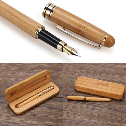 NOSIVA Fountain Pen Handcrafted Natural Bamboo Pen Germany Nibs Vintage Gift Fountain Pen