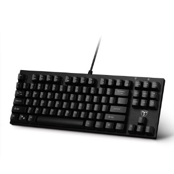 Teswell 87-Key USB Wired Mechanical Gaming Keyboard with Blue Switches and Key Cap Puller Black