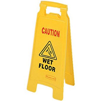 Rubbermaid Commercial 2-Sided Floor Safety Sign with "Caution Wet Floor" Imprint, Yellow (FG611277YEL)