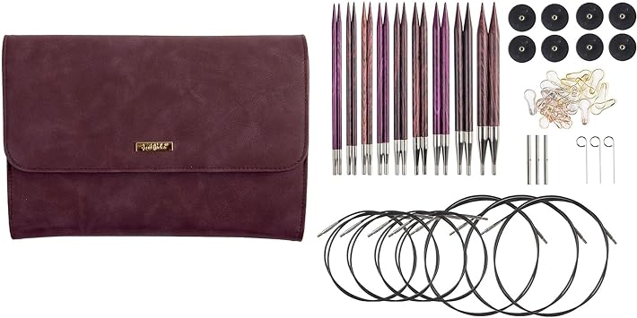 Knit Picks Options Wood Interchangeable Knitting Needle Set with Case and Stitch Markers (Royal Purple)