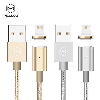 Magnetic Durable Lightning Reversible USB Fast Charging and Data Sync Cable 3.11ft 2.4A With Indicator LED Light For iPhone/iPad by MCDODO (Silver)