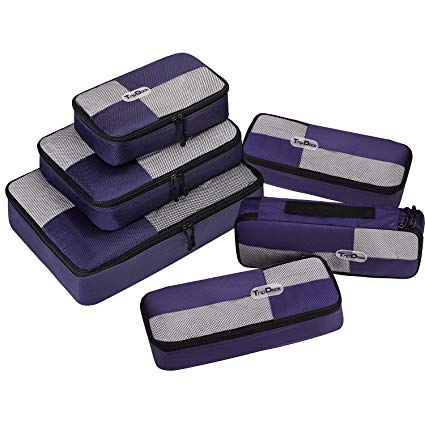 TripDock Various Packing Cubes 6 Set Lightweight Travel Luggage Organizers (3Purple(1Large 1Medium 1Small 3Slim))