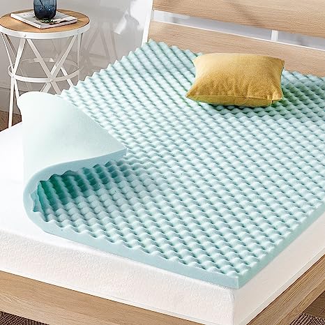 Best Price Mattress 2 Inch Egg Crate Memory Foam, Cooling Gel Infusion, Full Mattress Topper, Blue (ECMF-GM2F)