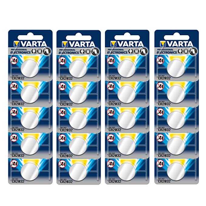 Varta CR2032 Electronics Button Cells in recyclable Certified Free - Frustration Packaging (FFP) - Pack of 20