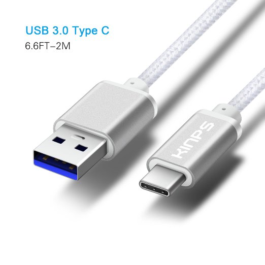 Type C Cable KinpsNylon Braided 66FT USB Type C 31 to USB A 30 Sync and Charging Braided Cable for Apple New MacBook 12 Nexus 6P Nexus 5x Nokia N1 One Plus 2 and Other Type-C DevicesSilver