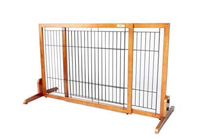 Simply Plus Wooden Pet Gate No Door, Freestanding Pet Dog Gate