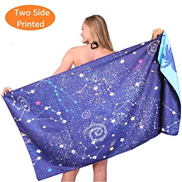 Sky Microfiber Beach Towel Blanket Quick Fast Dry Super Absorbent Lightweight Thin Towels for Travel Pool Swimming Bath Camping Yoga Gym Sports Gift Idea Backside Palm Tree