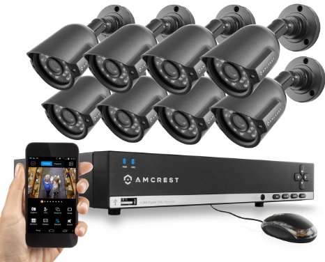 Amcrest AMDV960H8-8B 8CH 1TB DVR Security Camera System w 8 x 800 TVL Bullet Cameras Black