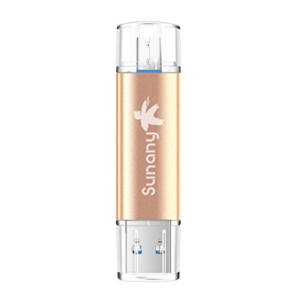 Sunany Metal USB Flash Drive USB 3.0 OTG Pen drive with Dual USB Connectors For Otg-functional Android Phone/PC(32GB Gold)
