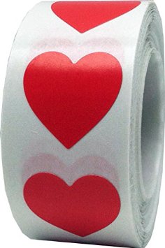 Red Heart Stickers - 3/4" Inch - 500 Total Heart Shape Adhesive Labels