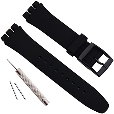 OliBoPo Replacement Waterproof Silicone Rubber Watch Strap Watch Band for Swatch (17mm 19mm 20mm)