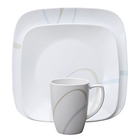 Corelle Square 16-Piece Dinnerware Set,  Sand and Sky, Service for 4