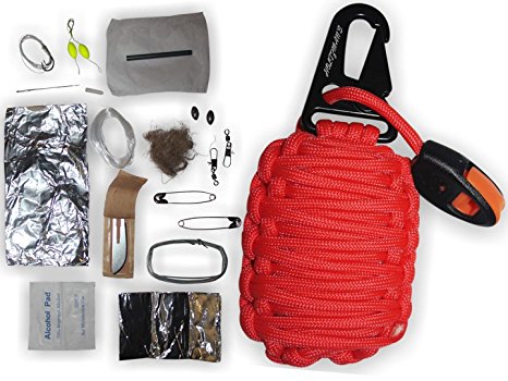 Holtzman’s Gorilla Egg : 550 Paracord Grenade Emergency Kit - Your Survival Pack Has an Upgraded Military Grade Carabiner Snap Hook Is Stuffed with 18 Tools