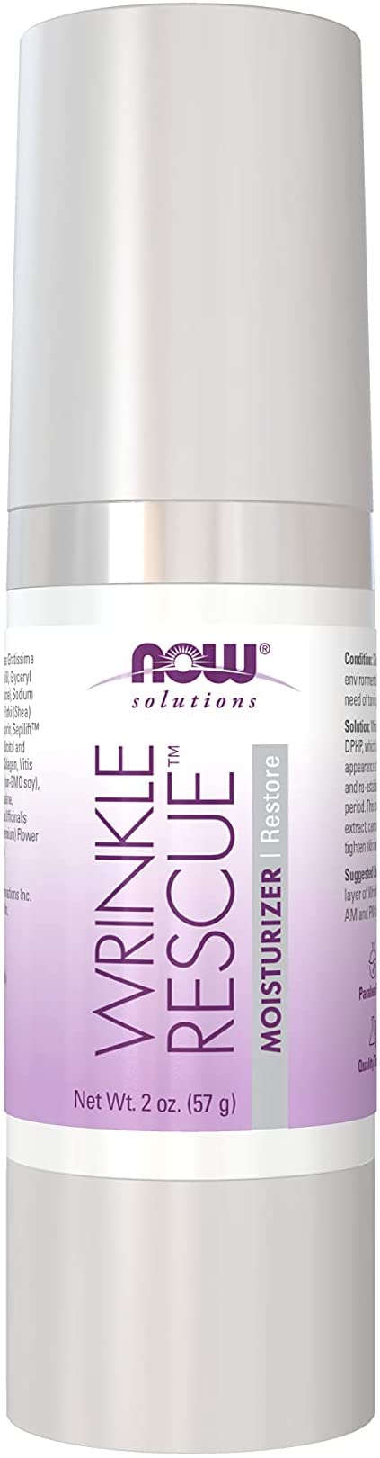NOW Solutions, Wrinkle Rescue Moisturizer, with Clinically Tested Sepilift DPHP and Lanablue to Tone Aging Skin, 2-Ounce