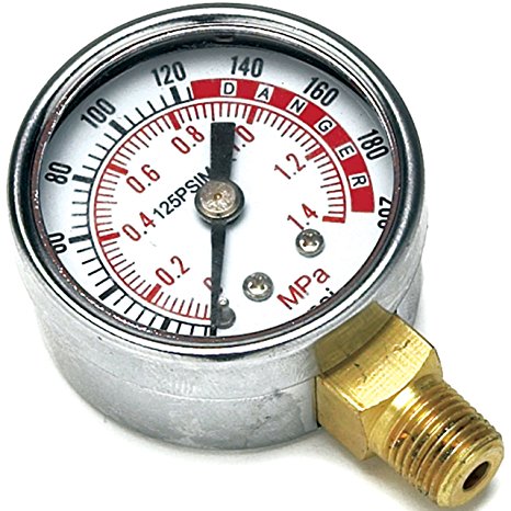 Performance Tool 0-200 PSI Air Gauge for Air Tank Accessory W10055