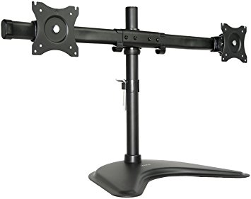 VIVO Dual Monitor Mount Free-Standing Curved Bar Desk Stand fits 2 Screens up to 27" (STAND-V002Q)